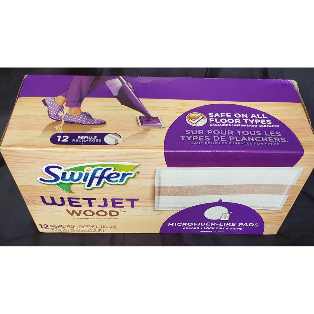 Swiffer Wet Jet For WOOD 12 Mopping Pads Refill Microfiber-Like Pads.